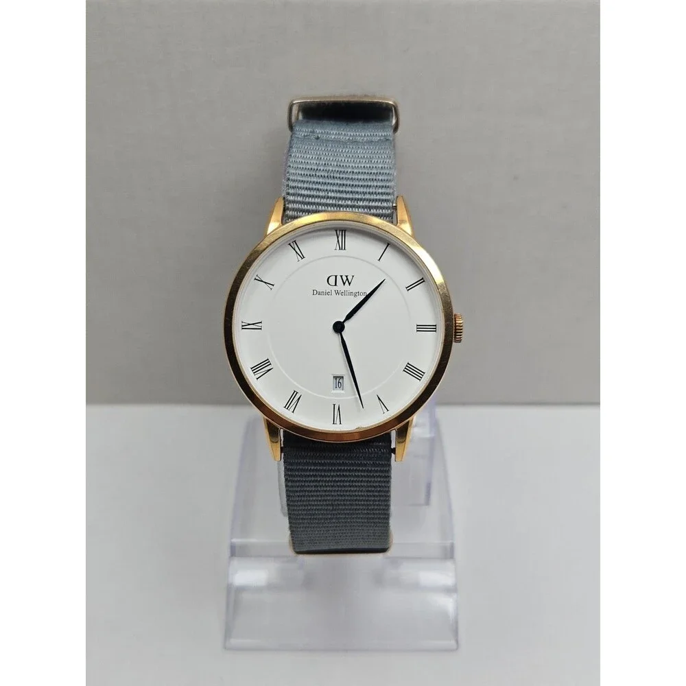 Daniel Wellington Dapper B38R1 Rose Gold 38mm White Roman Date Watch New Battery